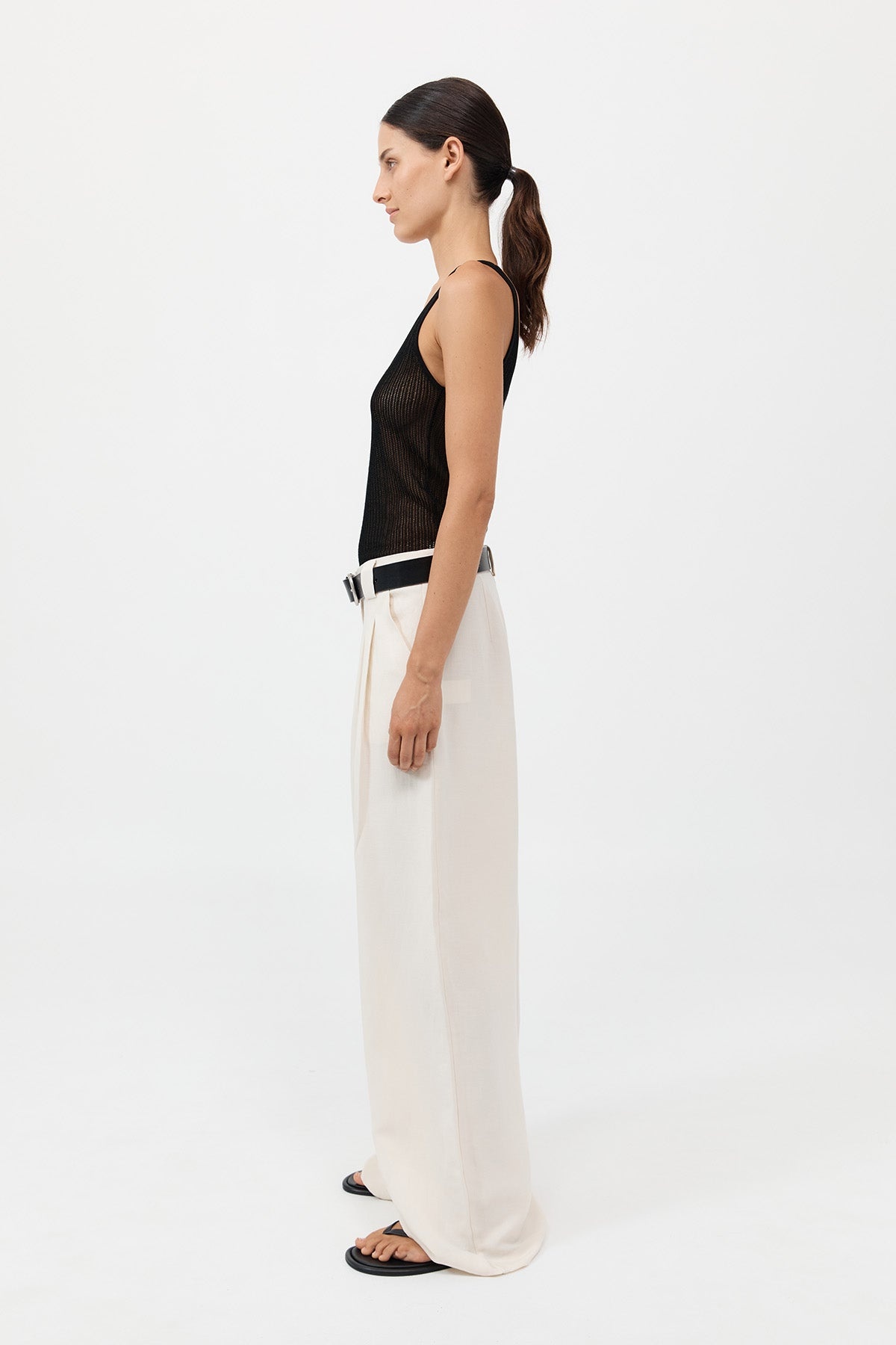 Wide Leg Pleat Pants - Tofu - 5