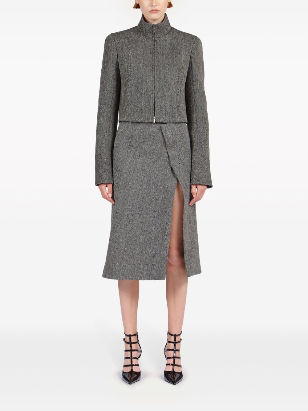 tweed wrap midi skirt - 2