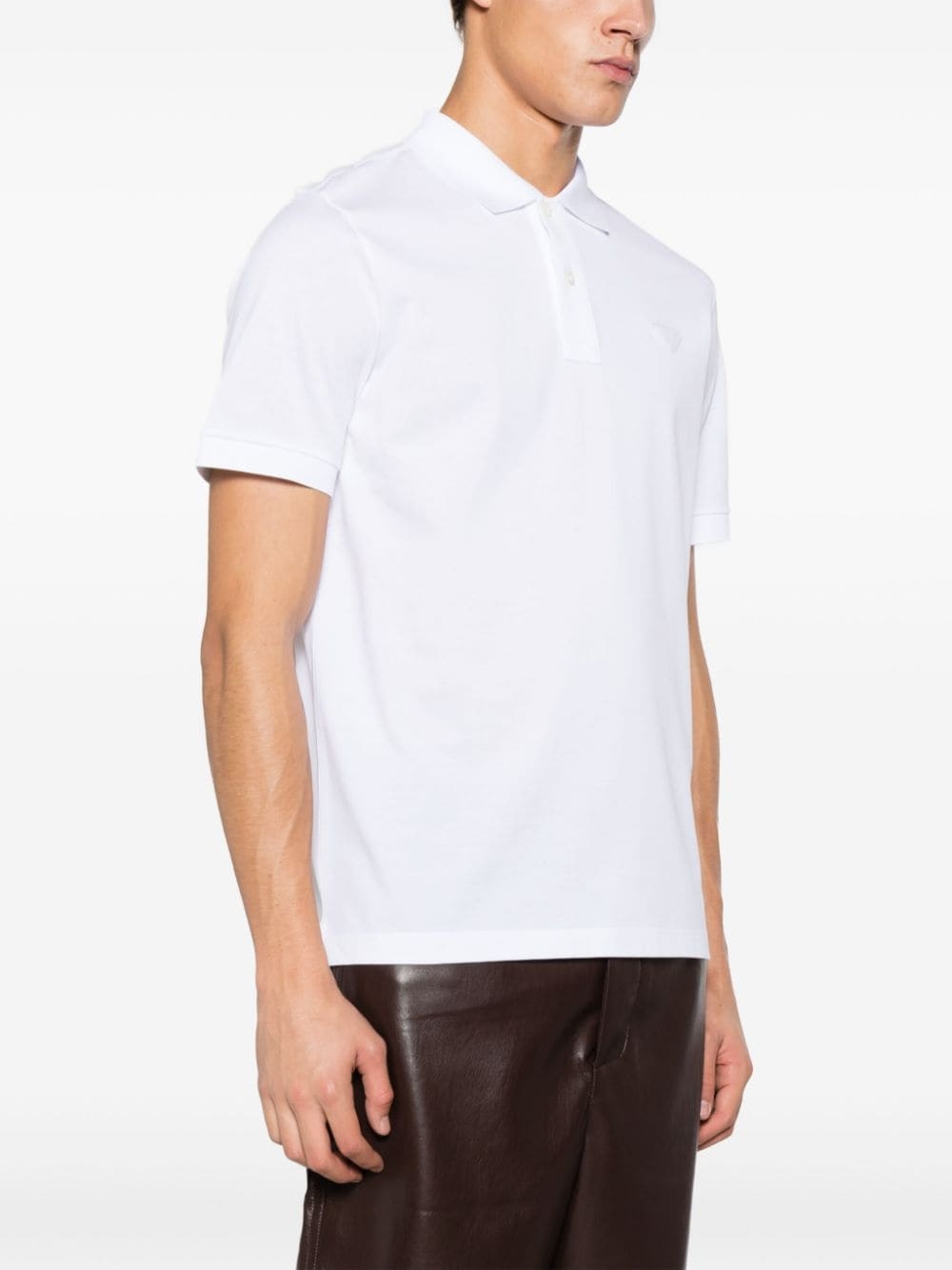 triangle-logo cotton polo shirt - 3