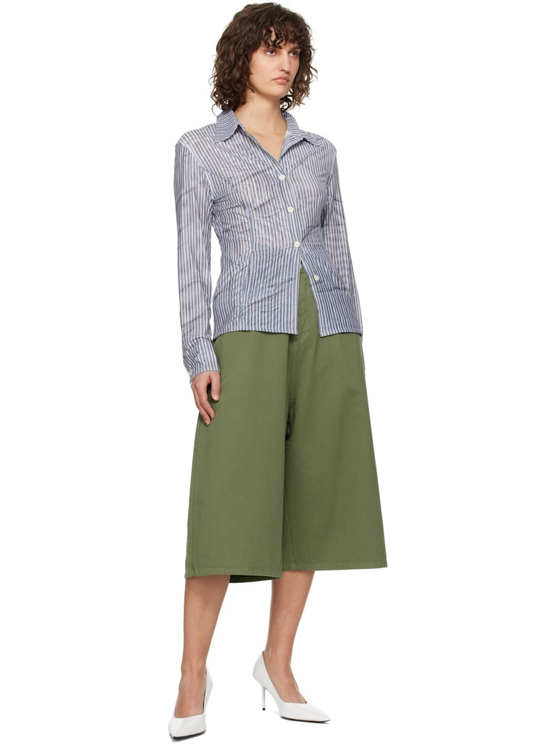 OPEN YY Blue Double Mesh Print Shirt outlook