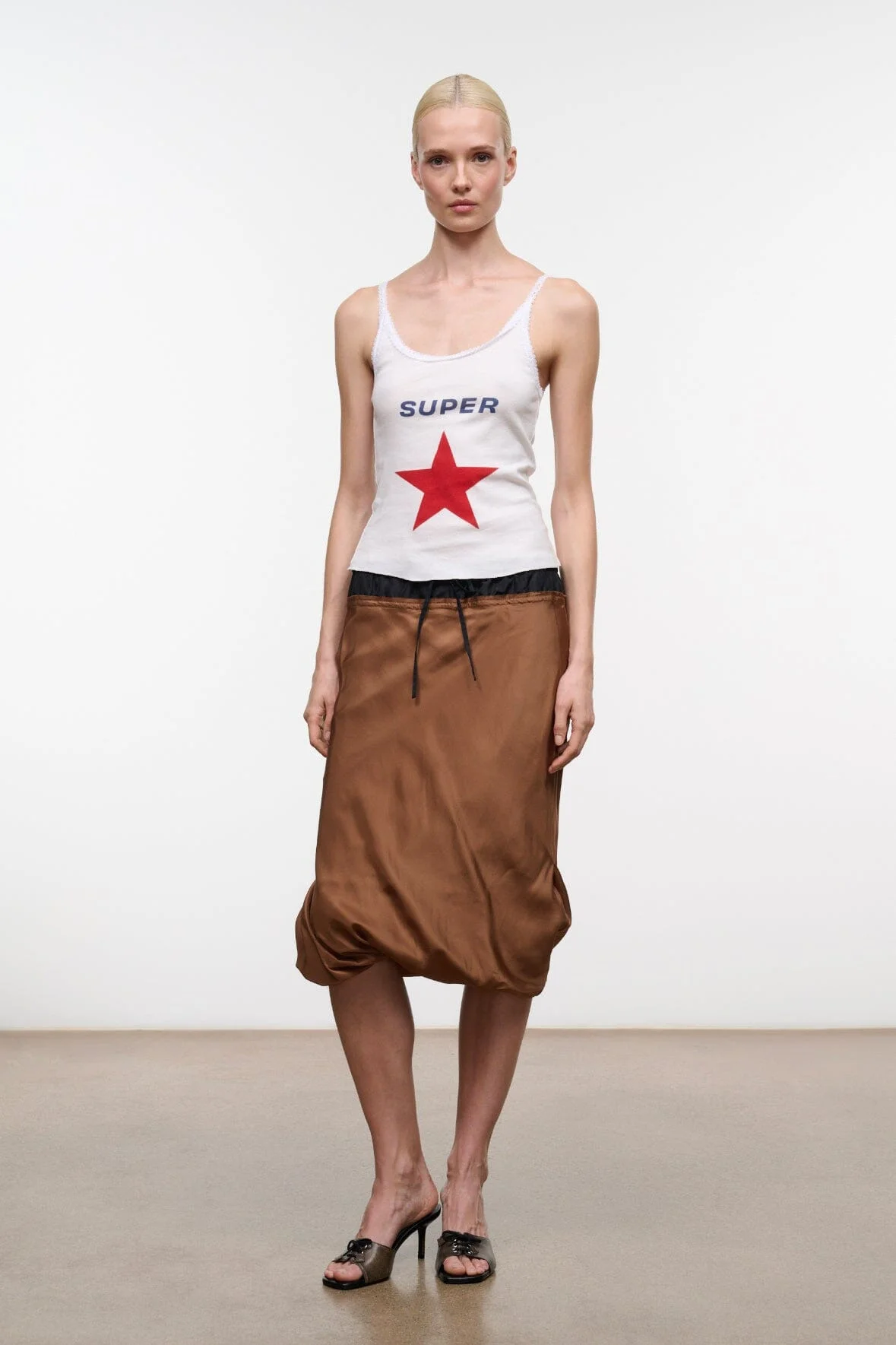 STAUD ODETTE SILK SKIRT CIGAR BLACK - 1
