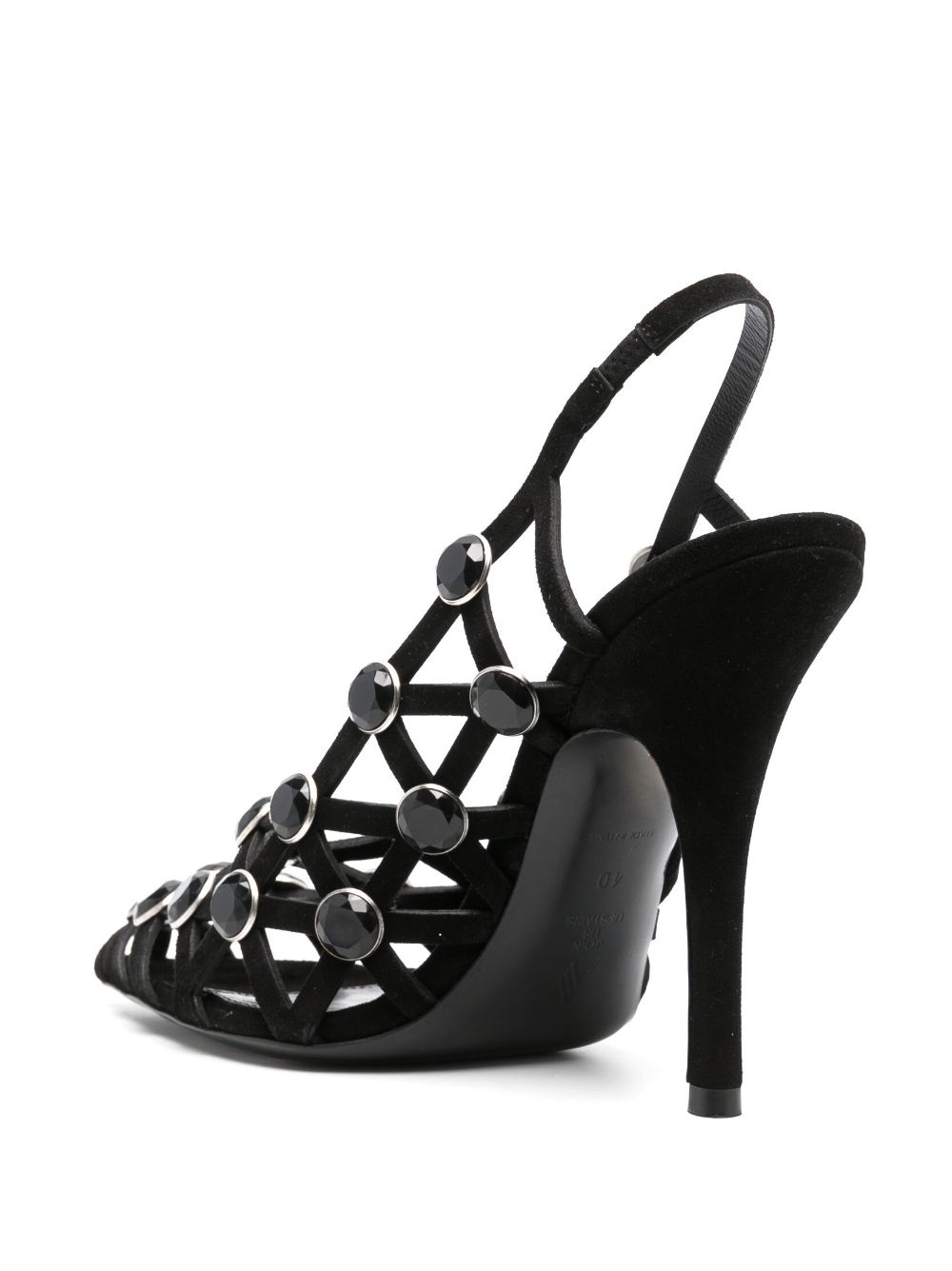 125mm embellished suede slingback pumps - 3