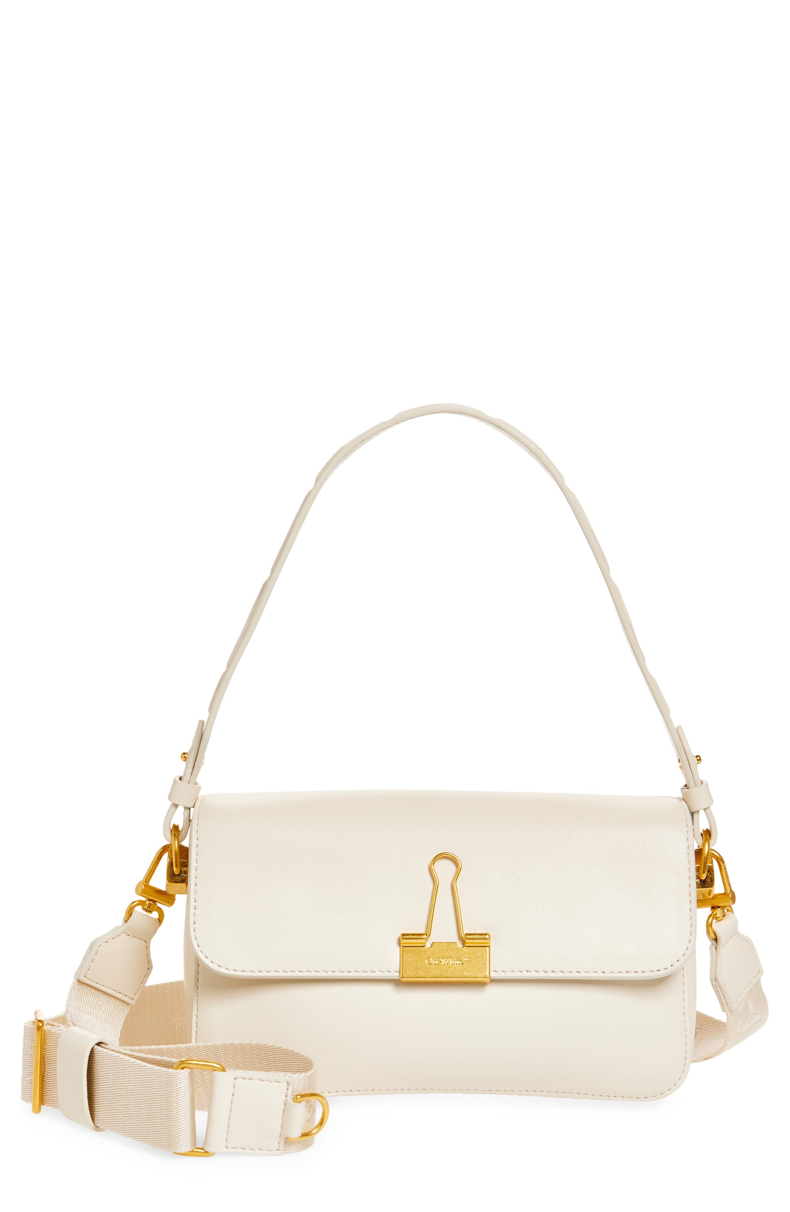 Off-White Medium Soft Binder Leather Shoulder Bag in Dust at Nordstrom - 1