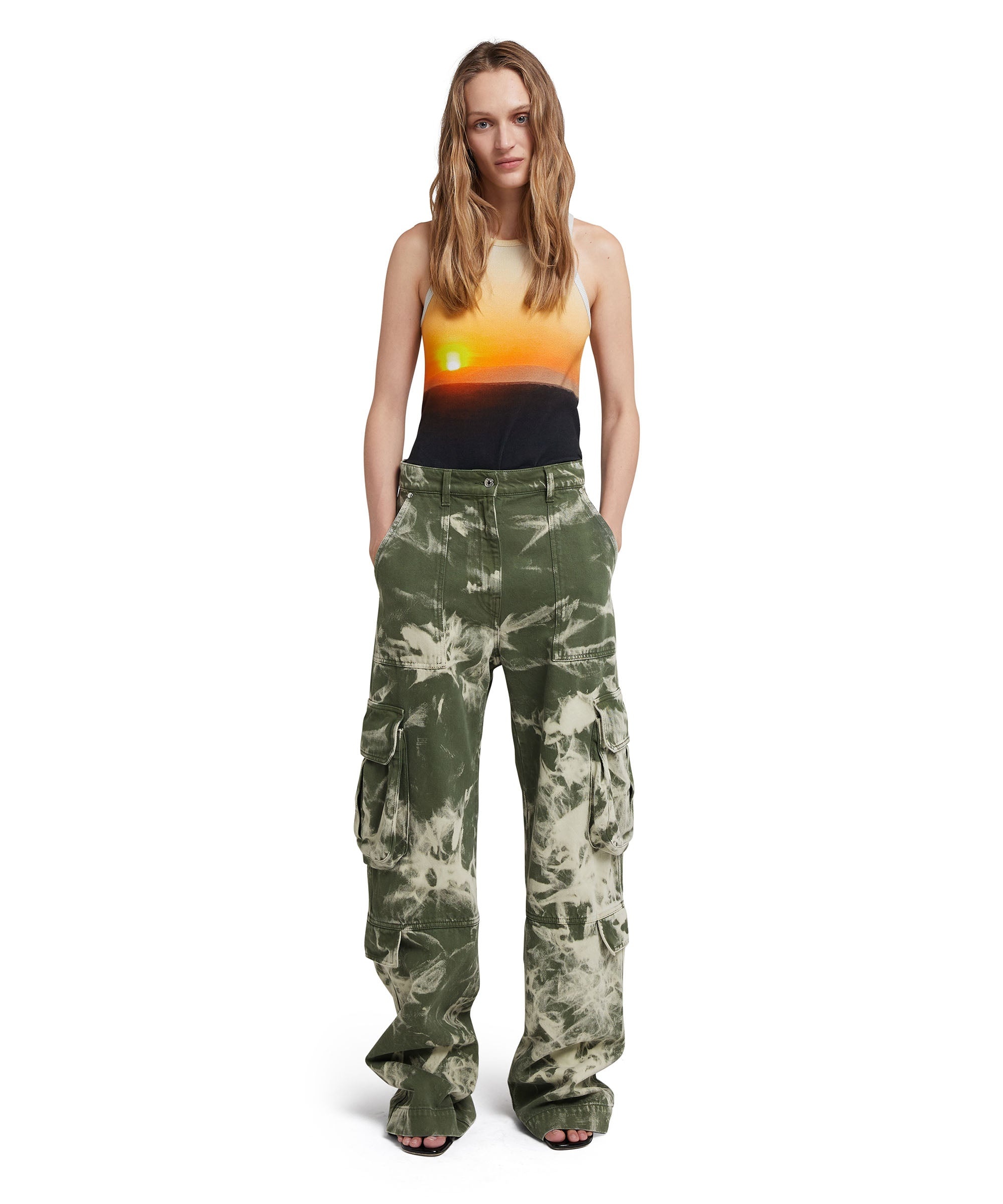 Cargo pants with marbleized tie-dye treatment - 5