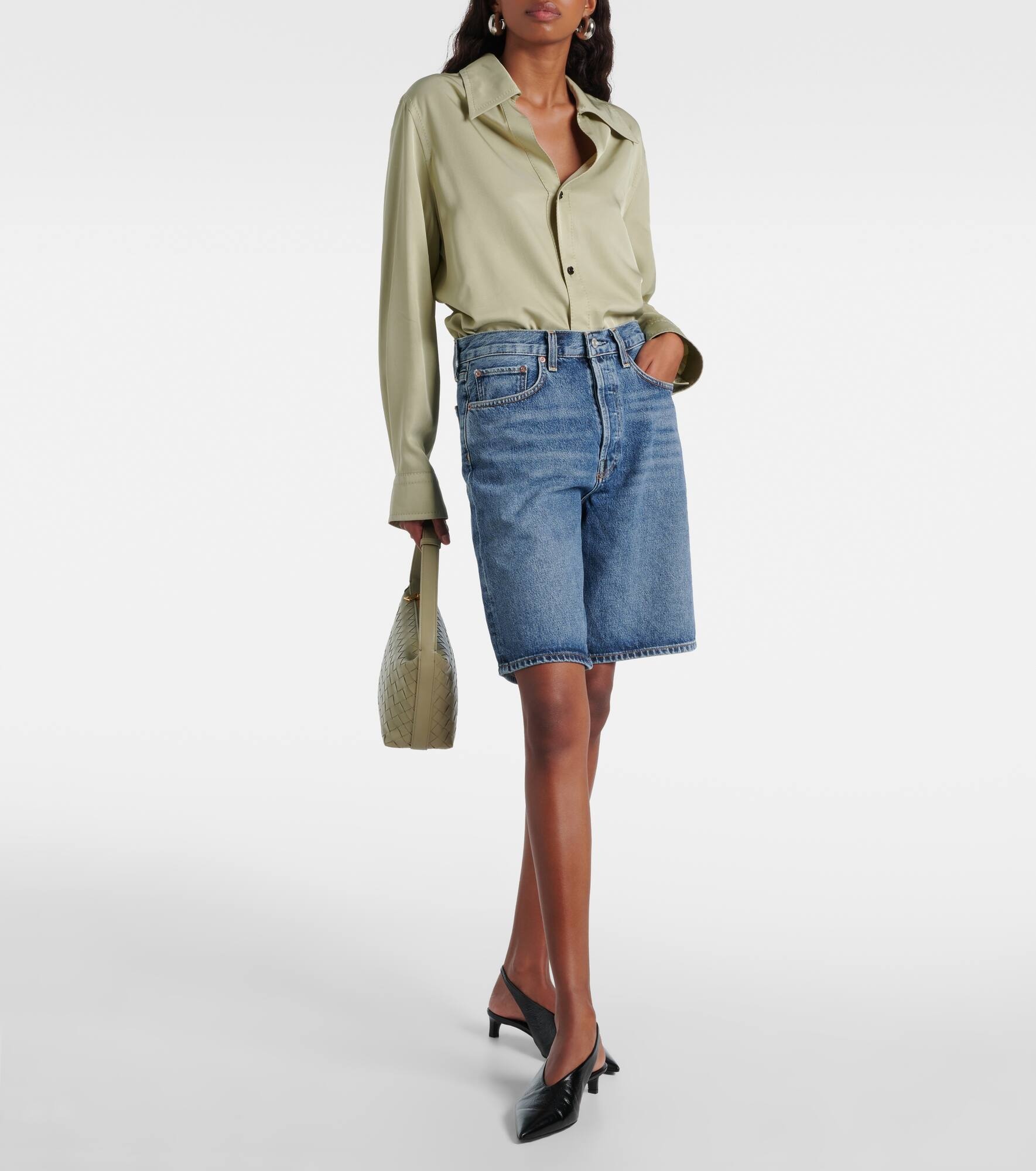 Risha low-rise denim Bermuda shorts - 7
