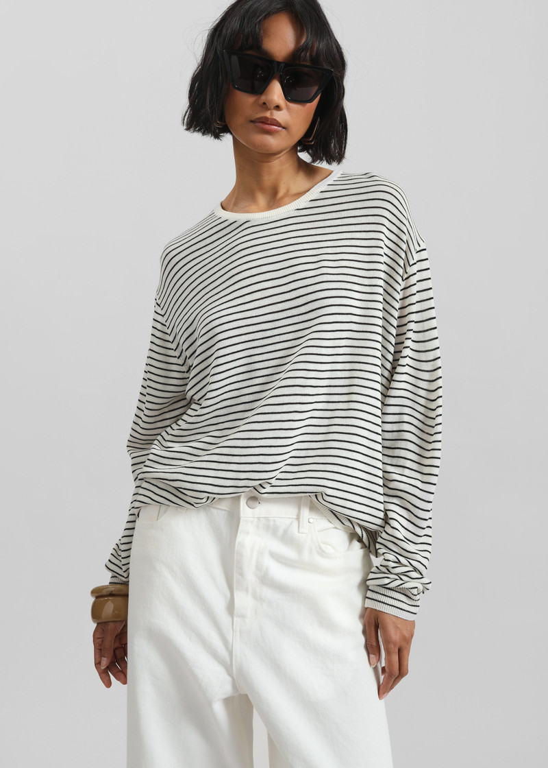 Iven Knit Pullover - White/Black Stripe 3