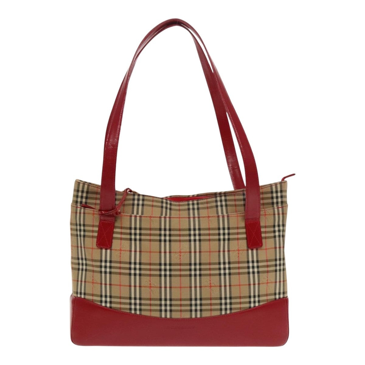 Burberry Nova Check Tote Bag Canvas Red Beige - 13