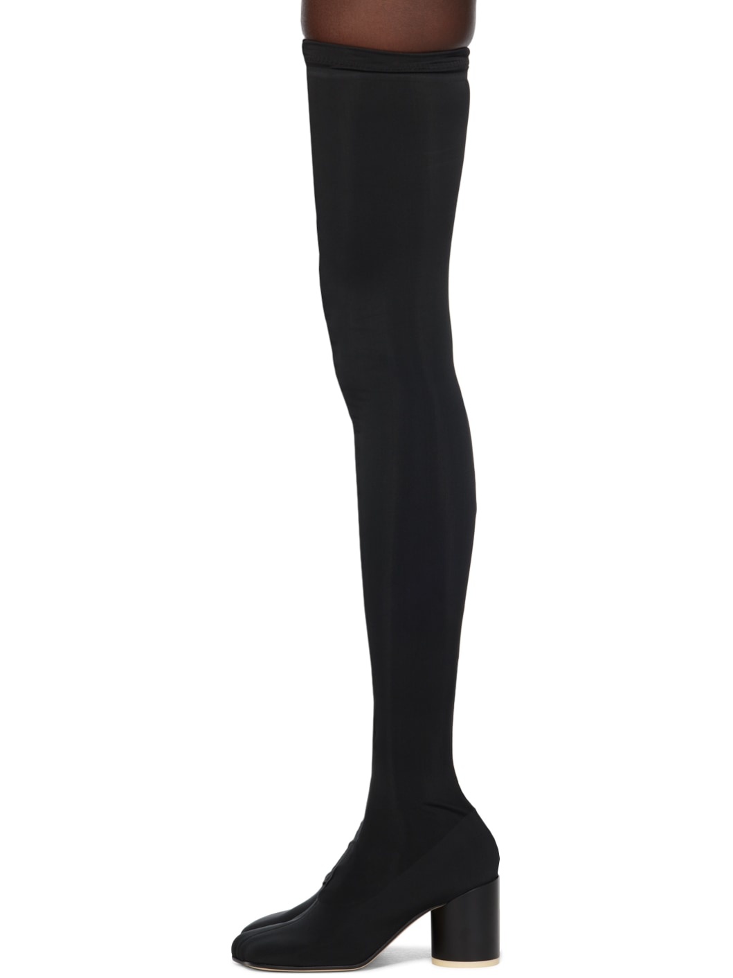 Black Thigh-High Sock Boots - 3