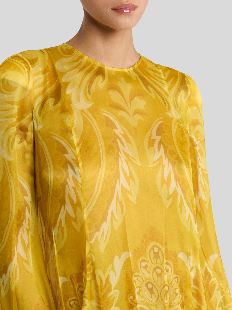 SILK MINI DRESS WITH FLOWER AND BEE MOTIF - 2