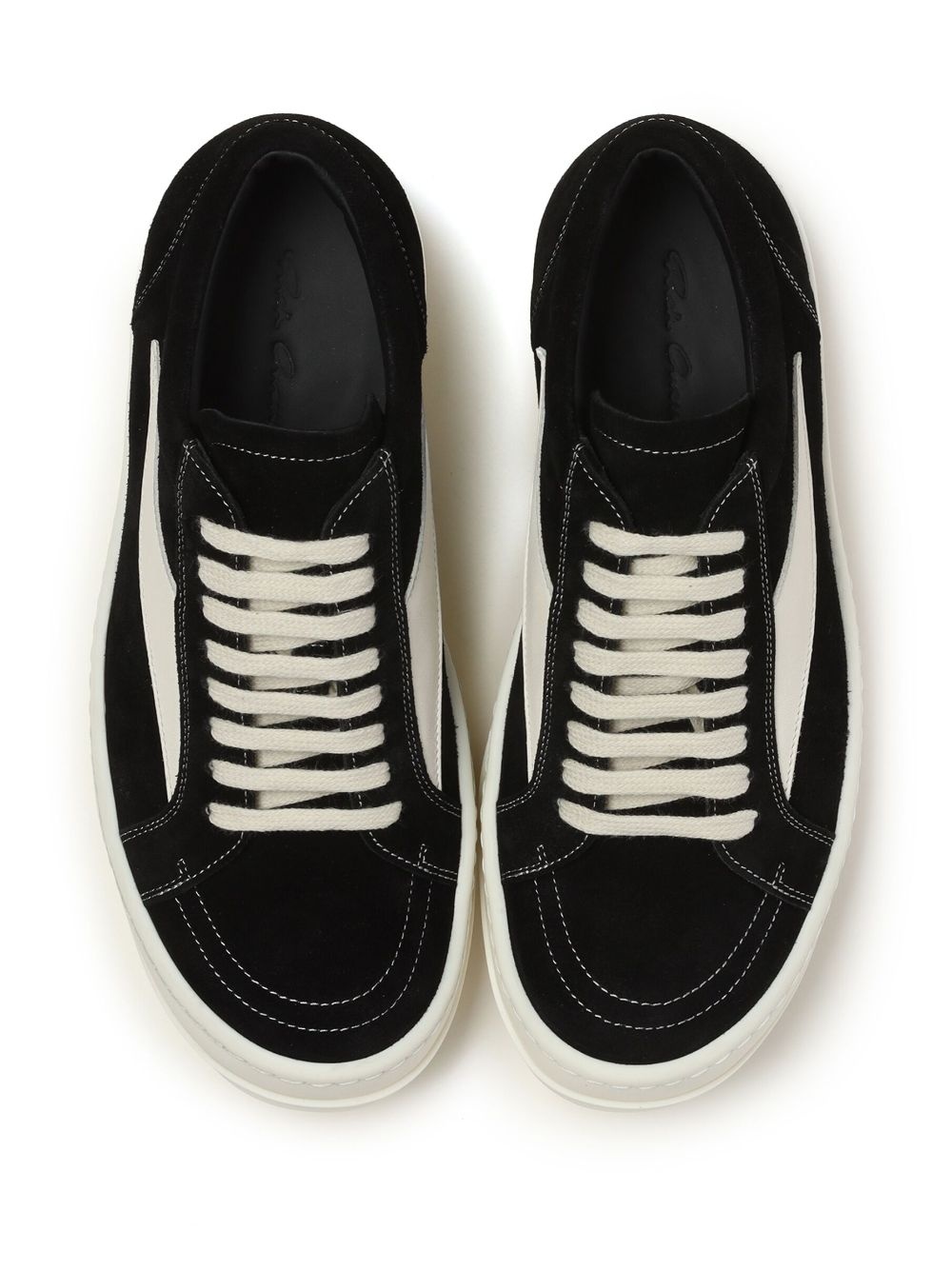 panelled lace-up leather sneakers - 4