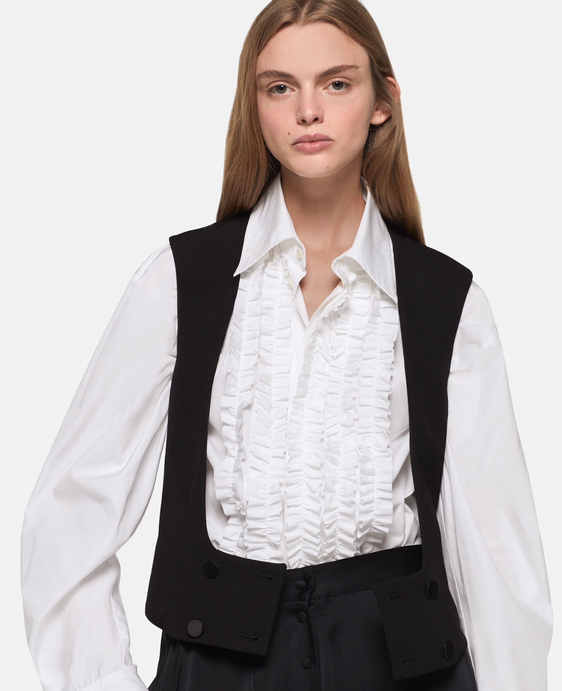 Buttoned Wool Tuxedo Waistcoat - 5