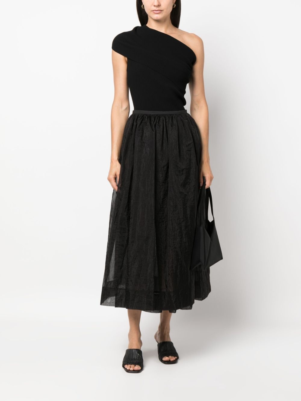 sheer tied-waist full skirt - 2