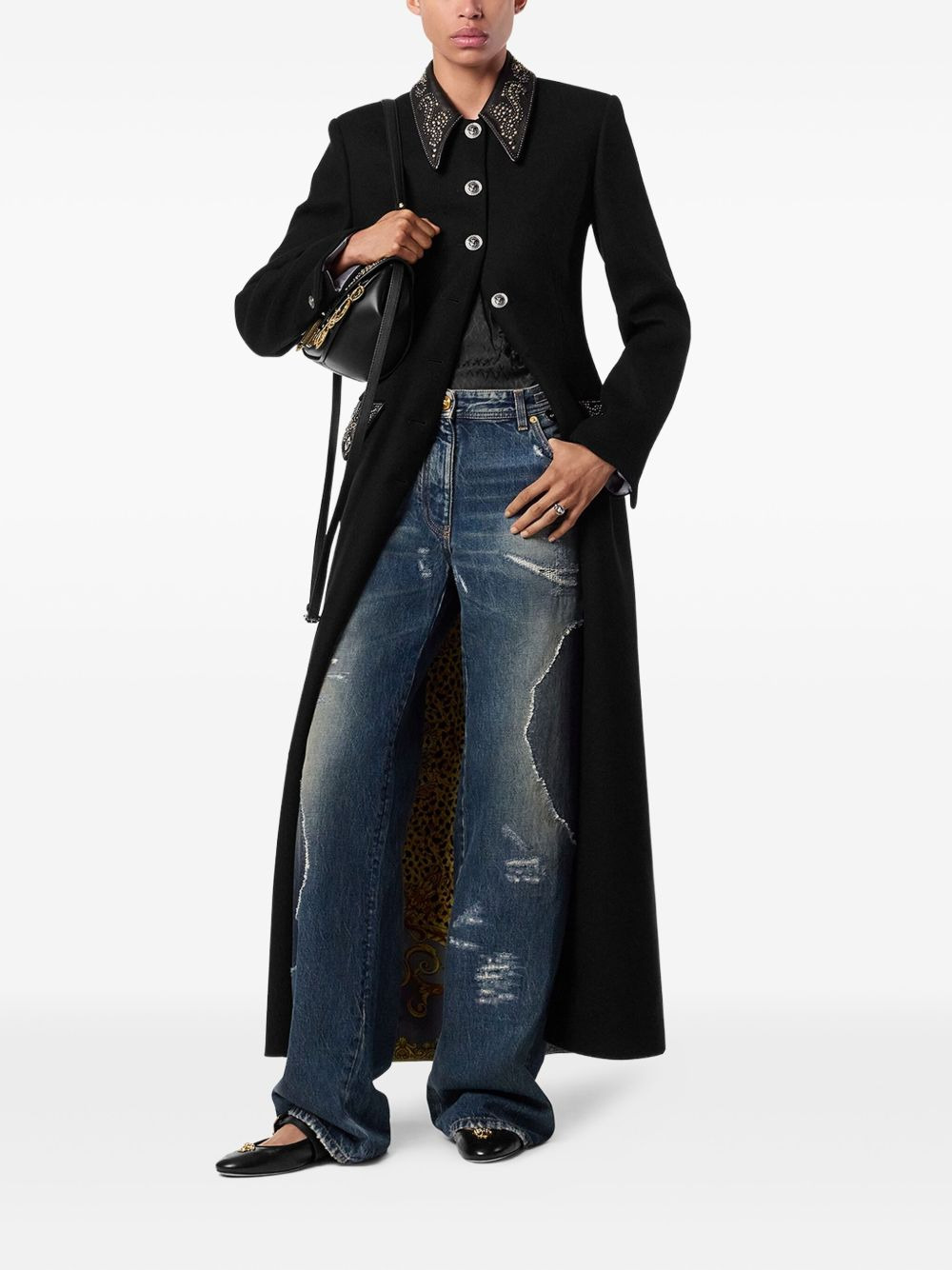 patchwork distressed-effect jeans - 2