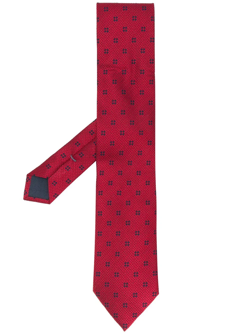 geometric-pattern silk tie - 1