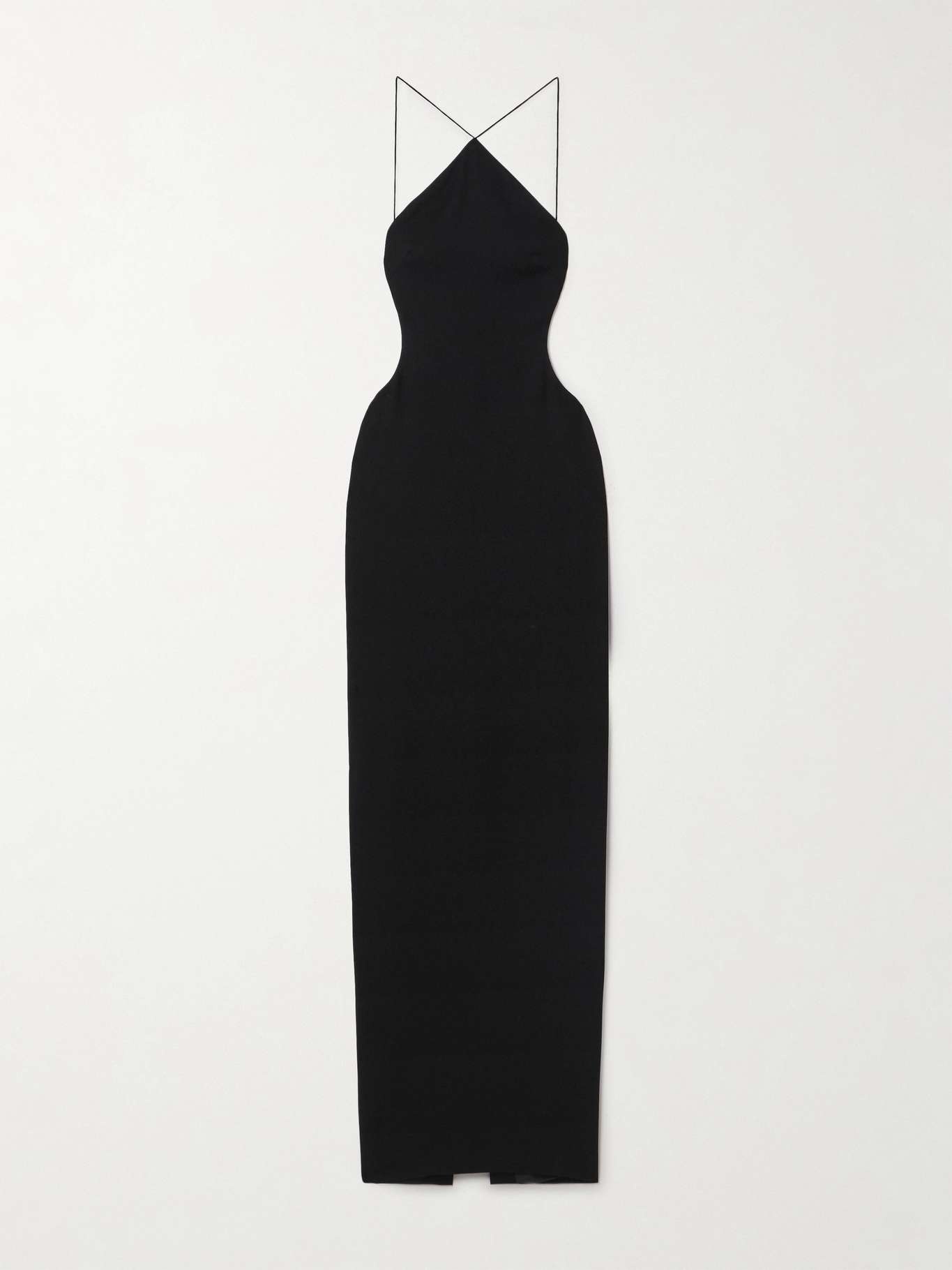 Open-back halterneck crepe gown - 1