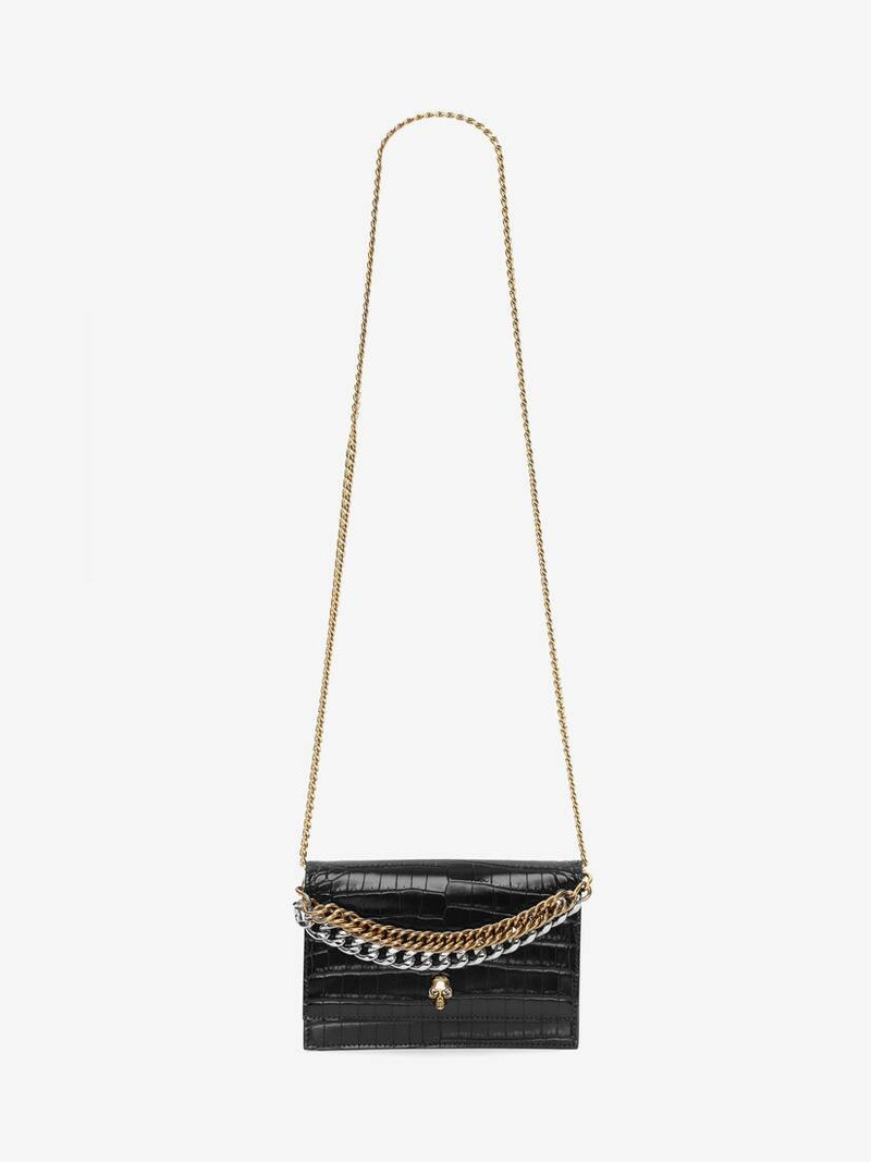 Women's Small Skull Bag With Chain in Black 5
