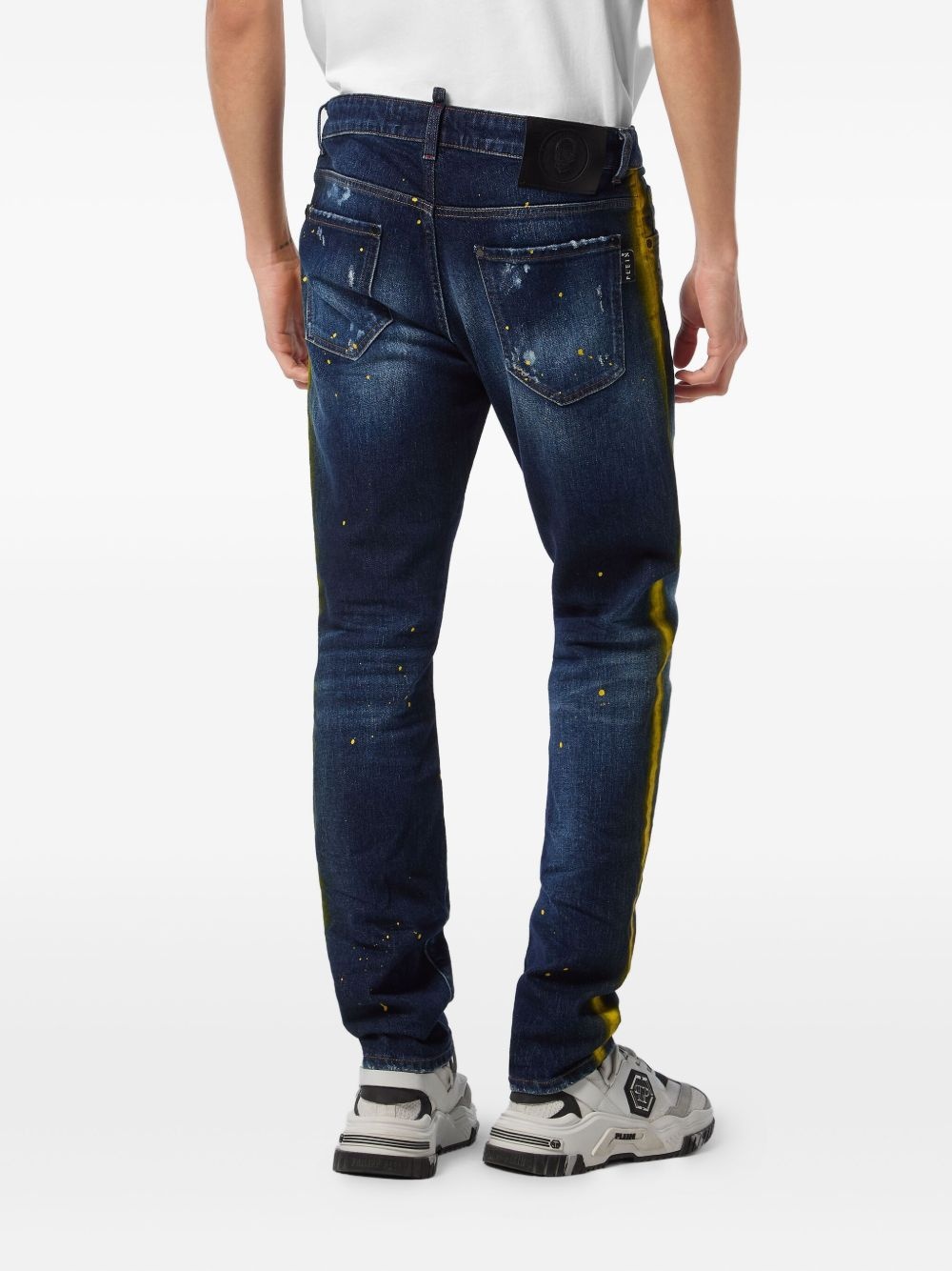 paint-splatter stripe jeans - 3