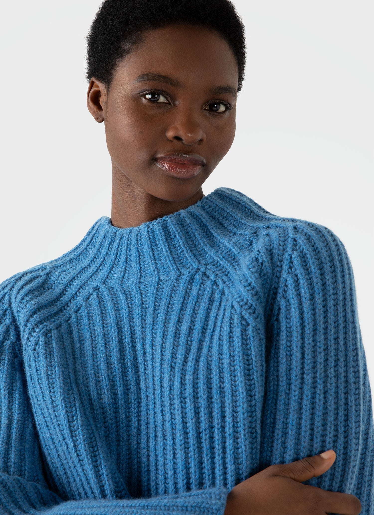Lambswool Chunky Funnel Neck Jumper - 3