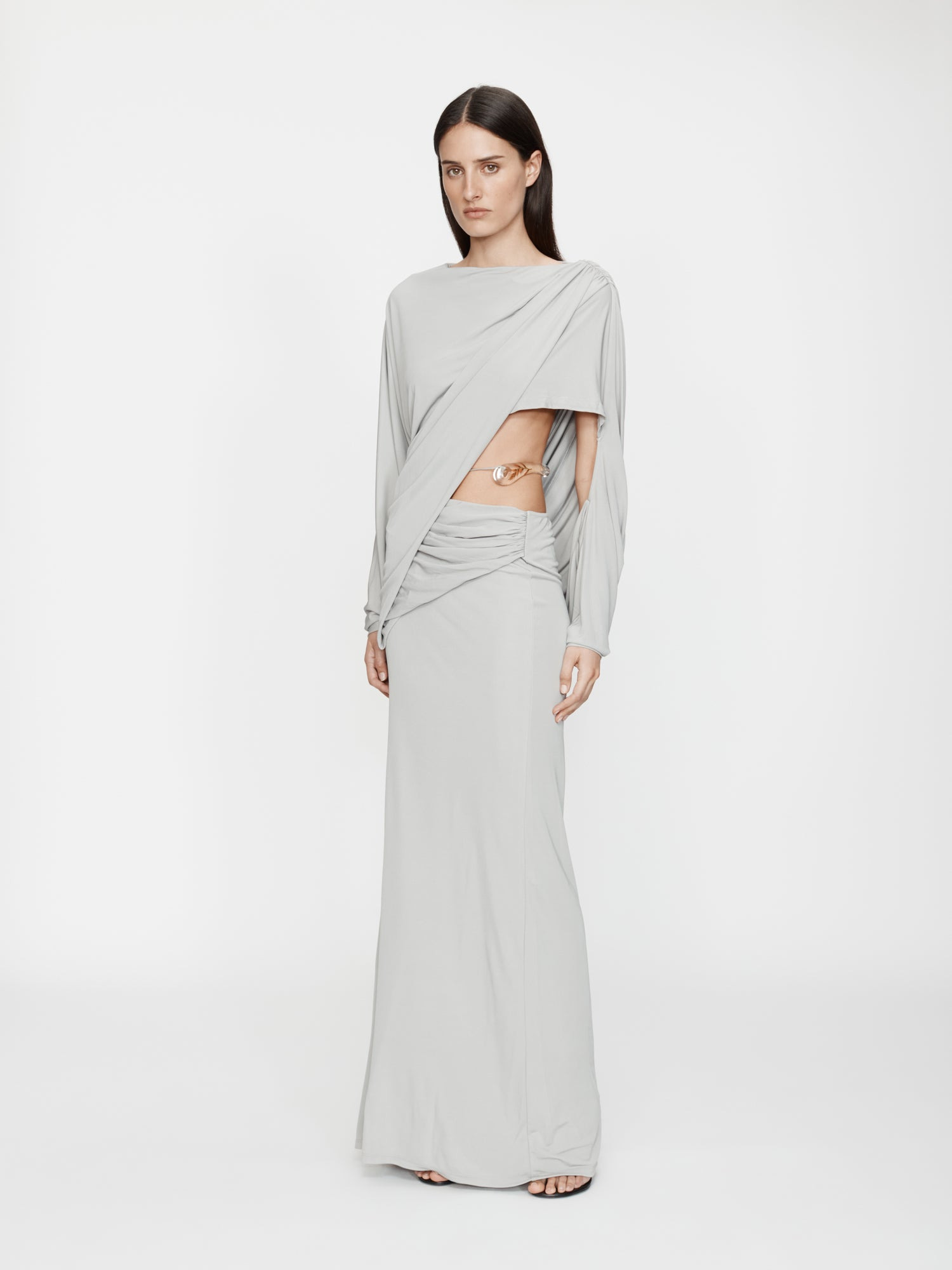 Encased Nature Resin Draped Jersey Dress - 5