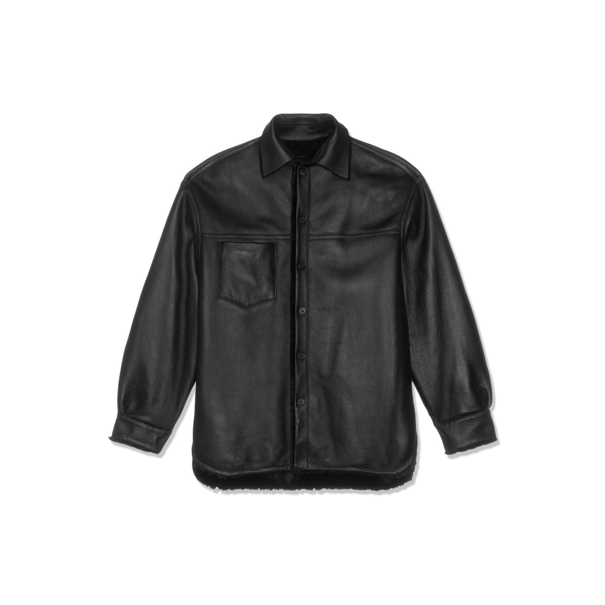 BUTTONED LONG-SLEEVED REVERSIBLE JACKET (BLACK) - 3