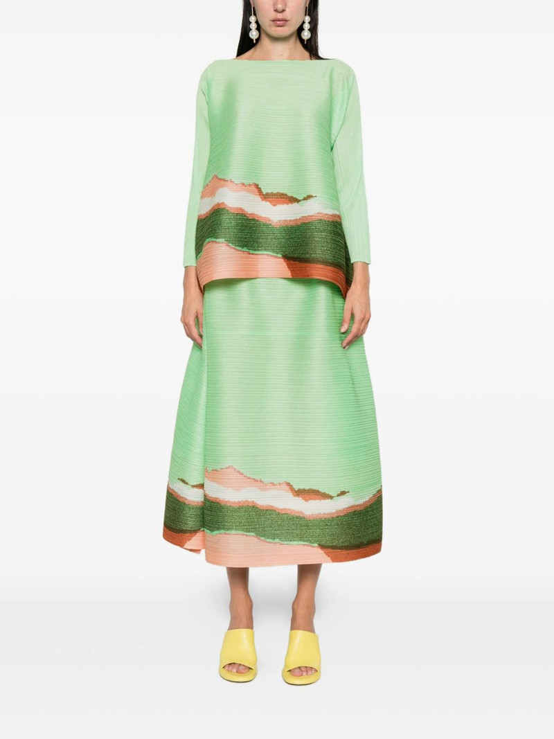 Pleats Please Issey Miyake Grainy Color printed midi skirt outlook
