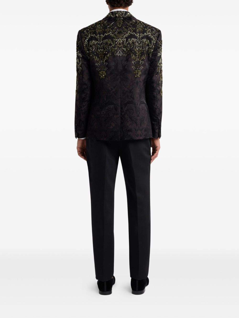 floral-embroidered single-breasted blazer - 3