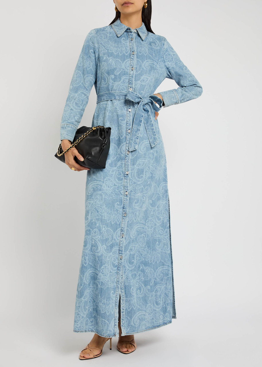 Alice + Olivia Chassidy Denim Maxi Shirt Dress - 4