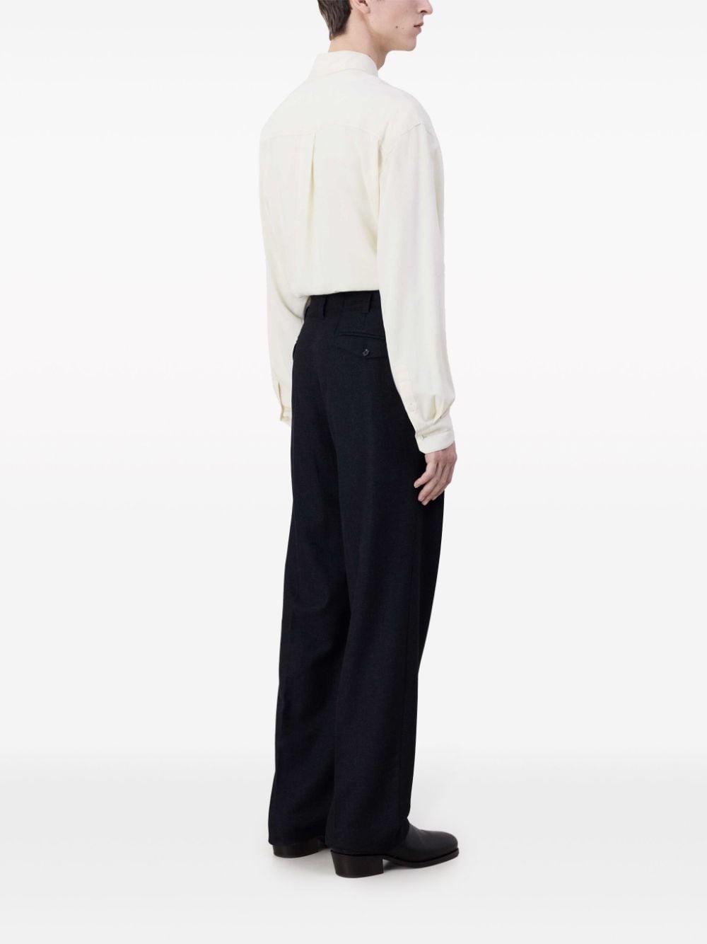 pleat-detailing straight-leg trousers - 3