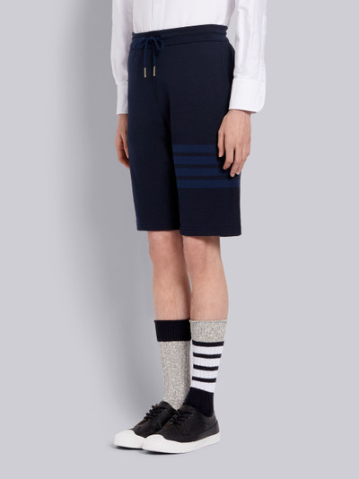 Thom Browne Navy Cotton Loopback Tonal 4-Bar Sweat Shorts outlook