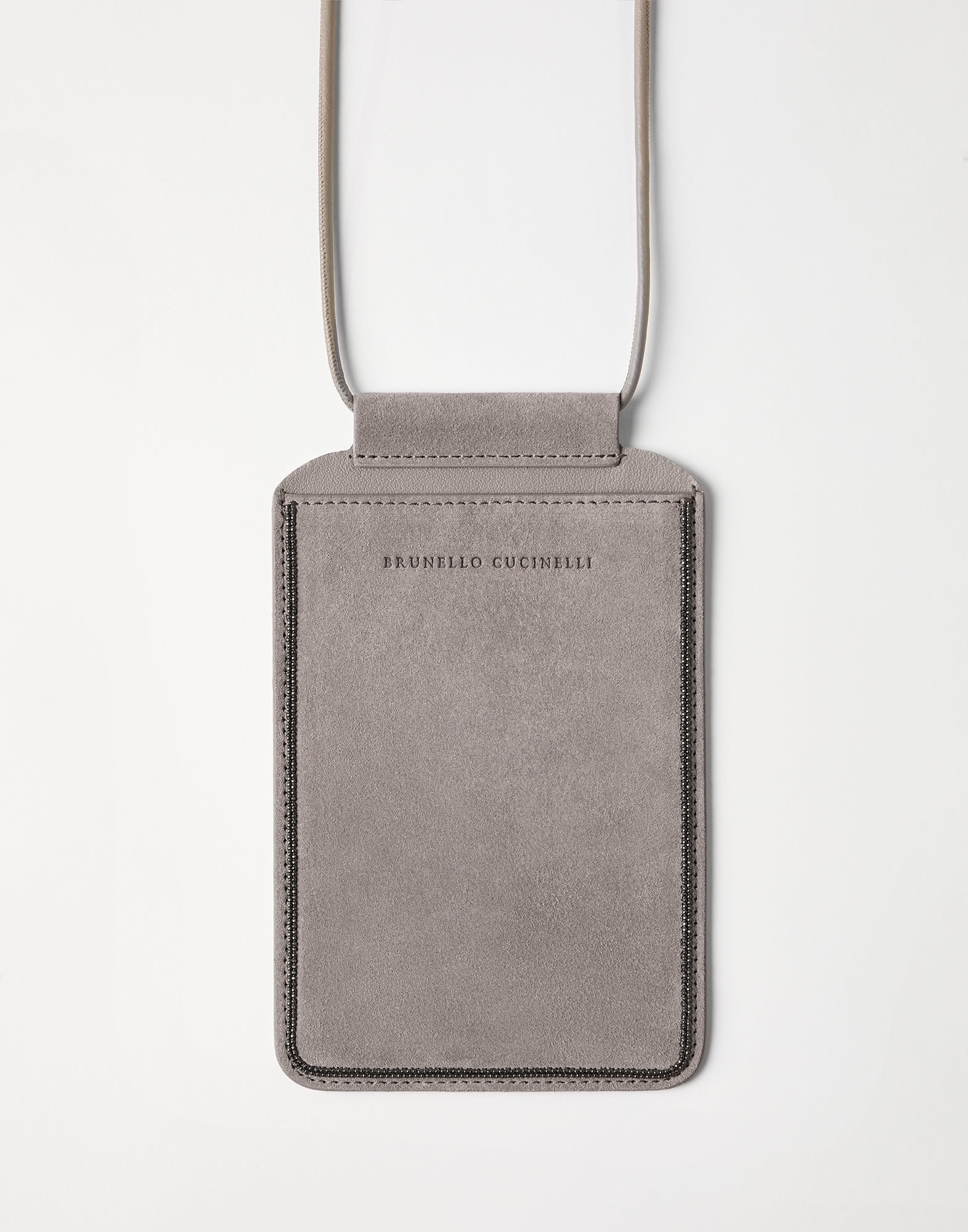 Suede phone bag with shiny trim - 1
