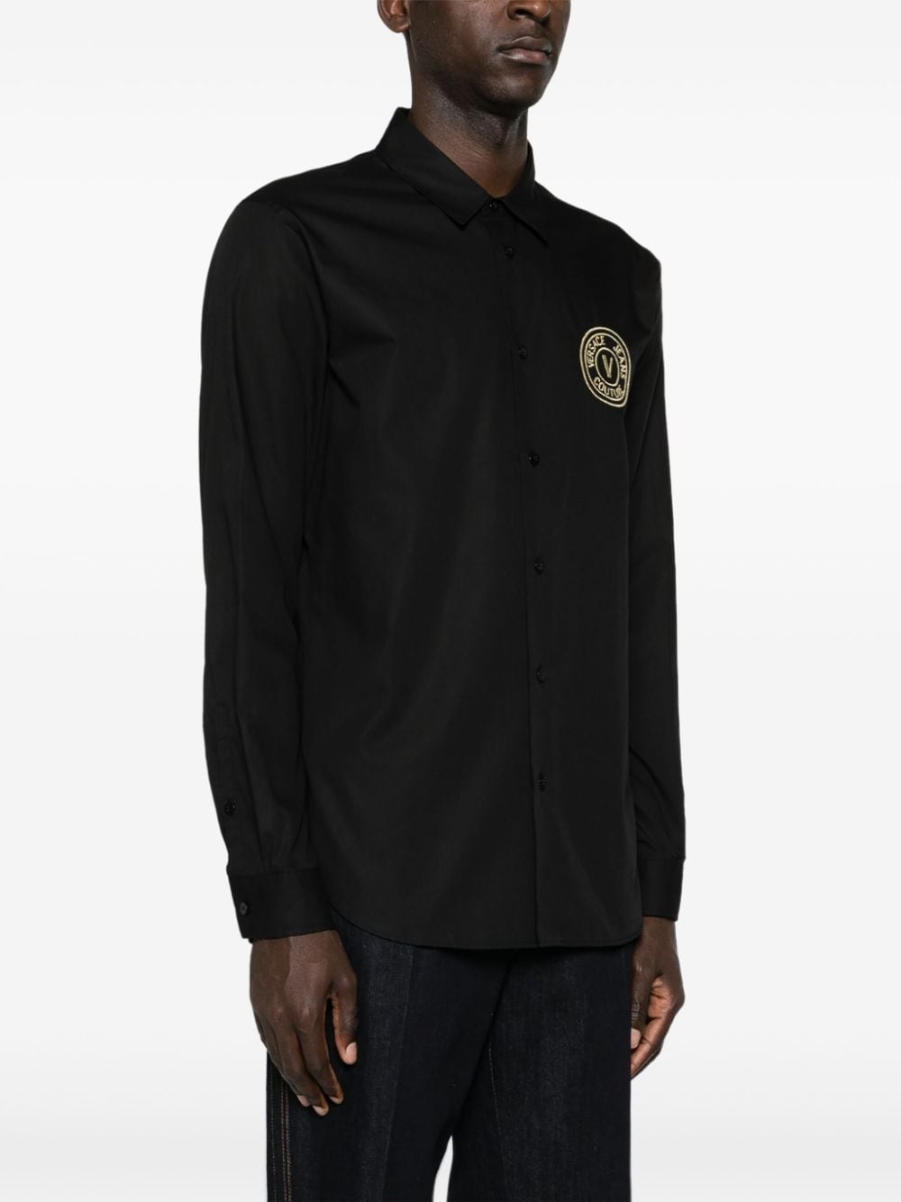logo-embroidered cotton shirt - 3