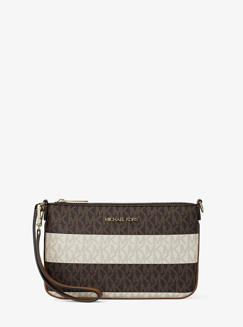 Jet Set Travel Small Striped Signature Logo Convertible Wristlet - 1