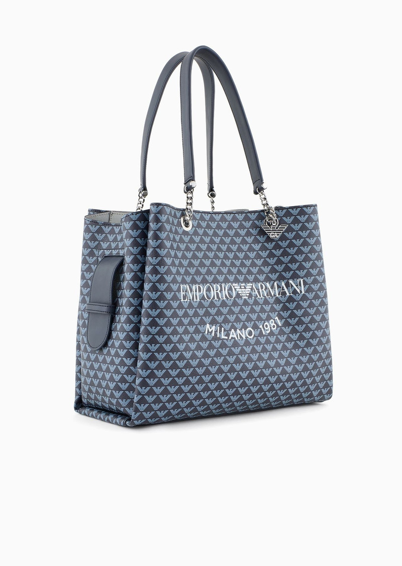 EMPORIO ARMANI All-over eagle shopper bag with eagle charm outlook