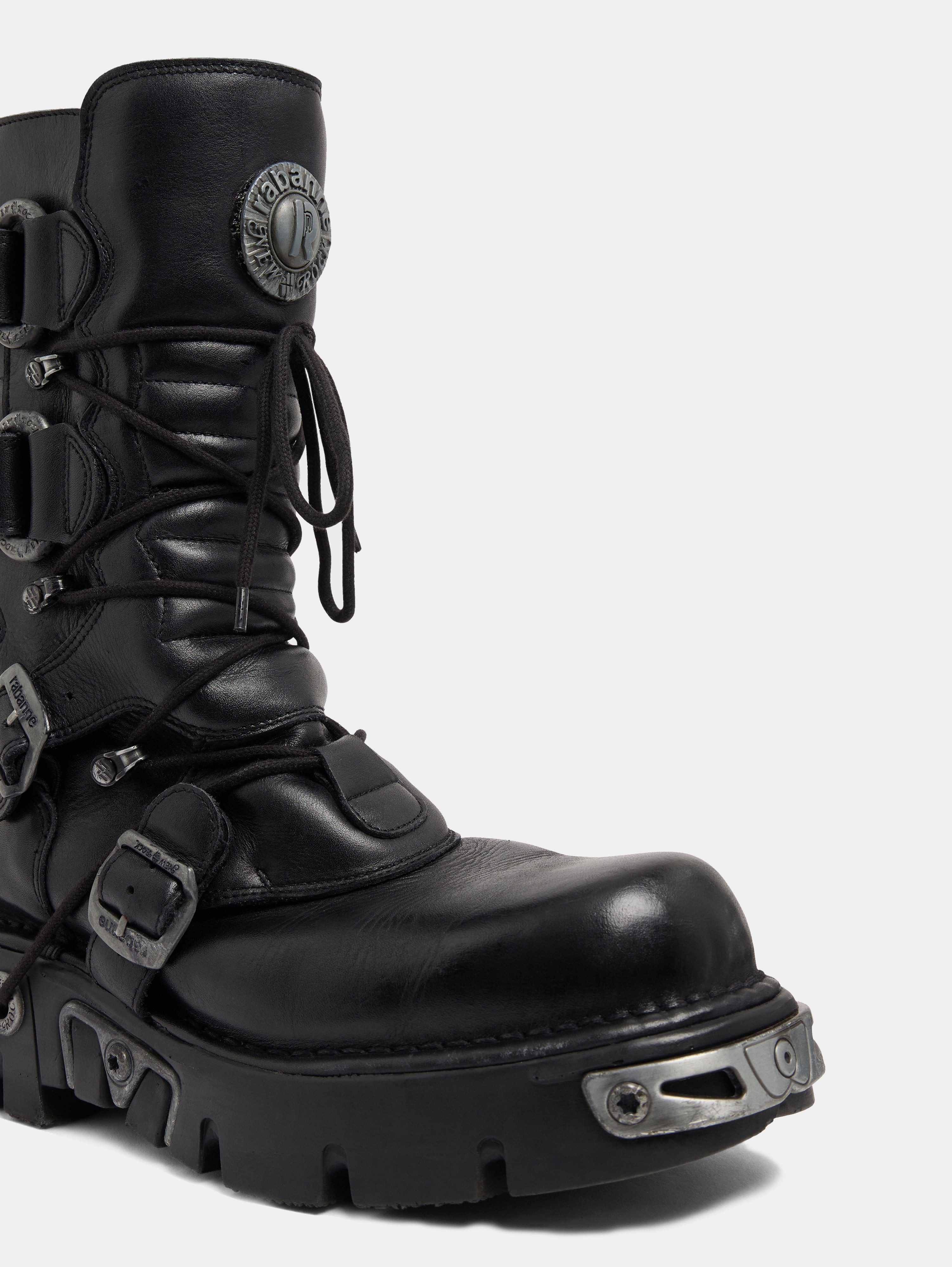 RABANNE X NEW ROCK BLACK BOOTS - 3
