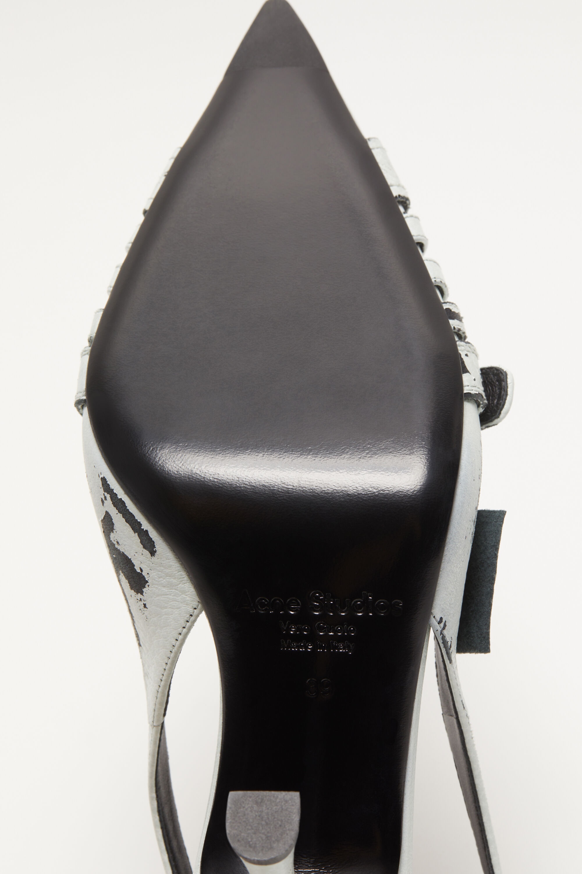 Leather heel slingbacks - White/black - 7