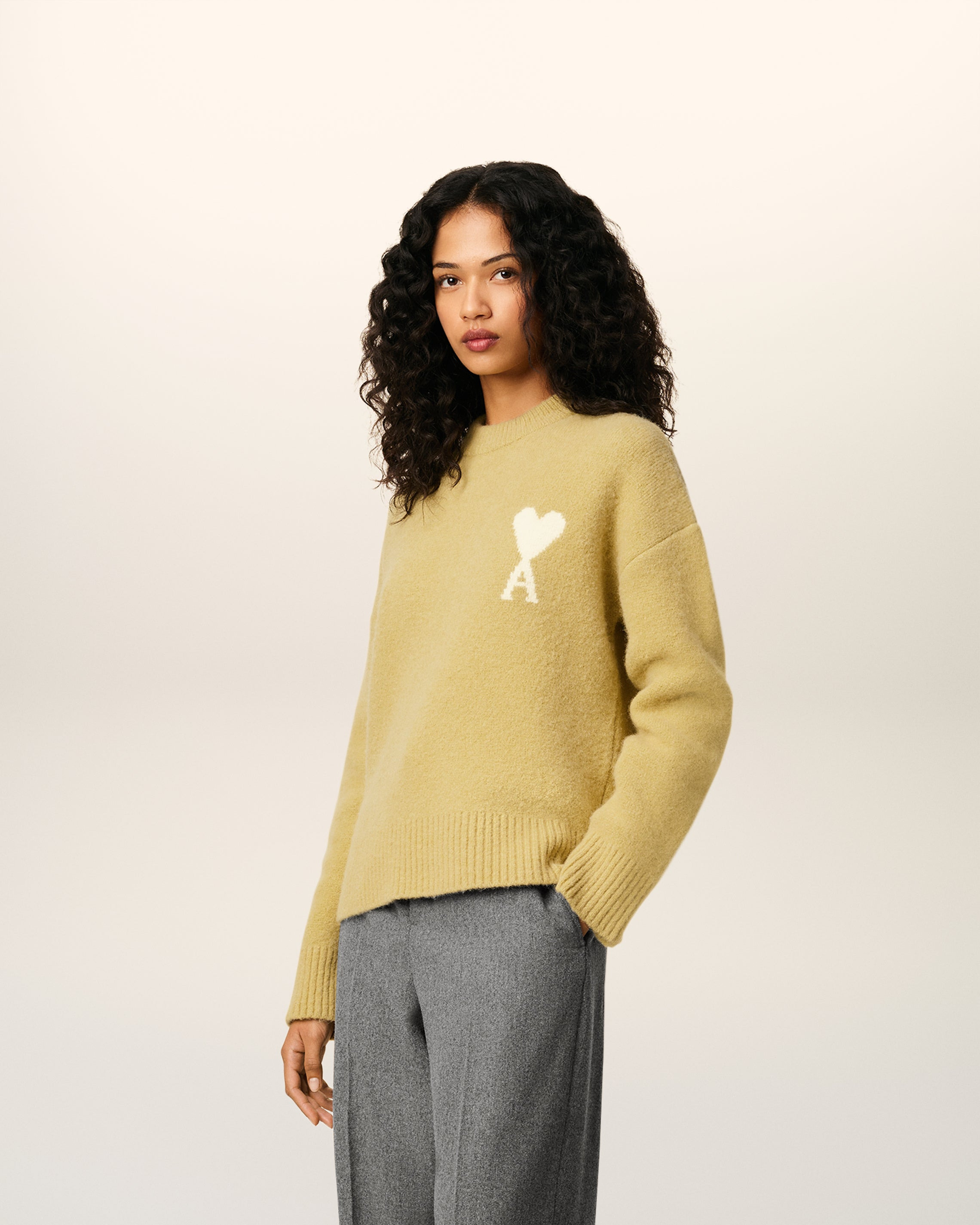 YELLOW  ALPACA AMI DE COEUR CREWNECK SWEATER - 6