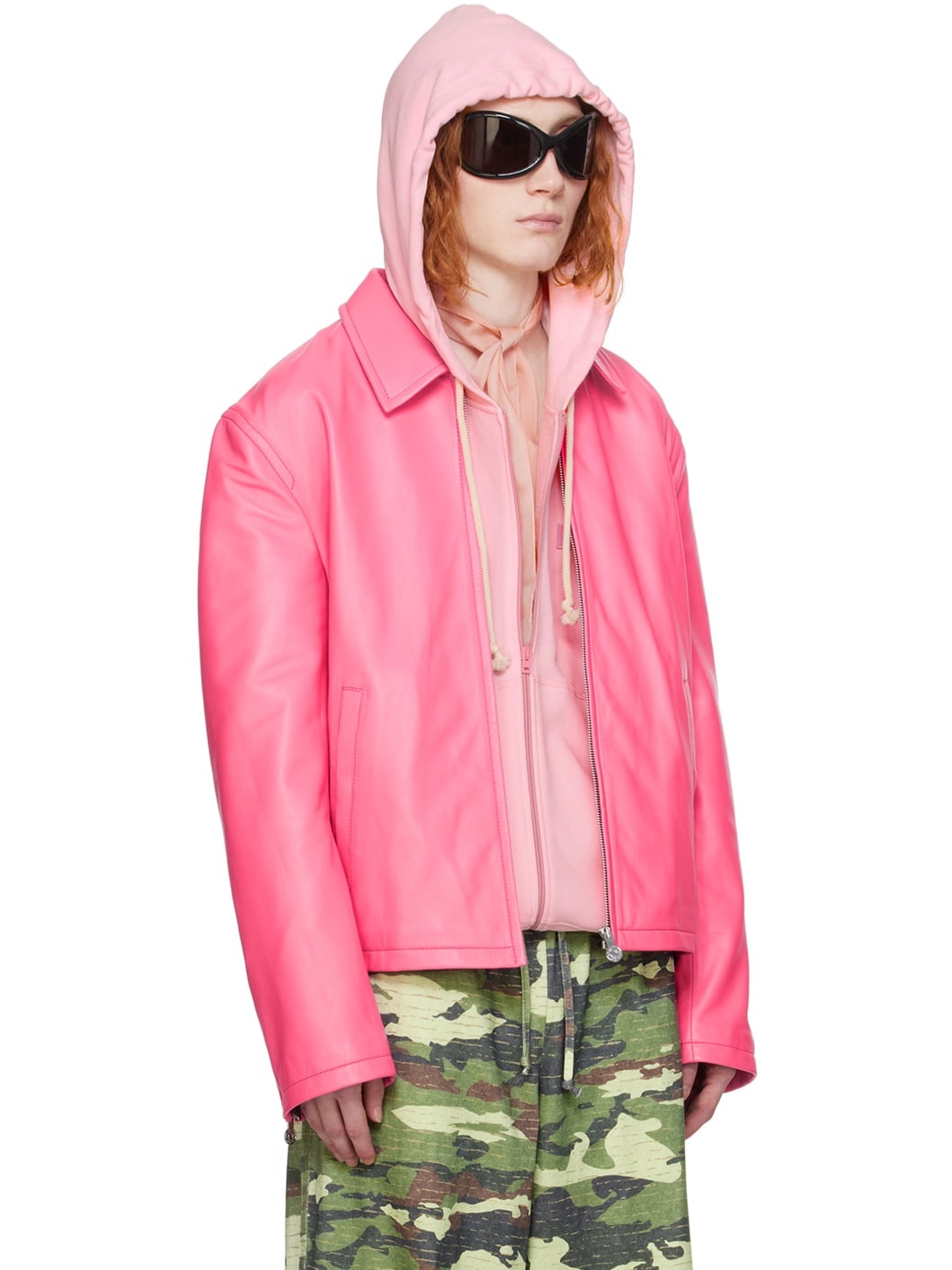 Pink Zip Leather Jacket - 2