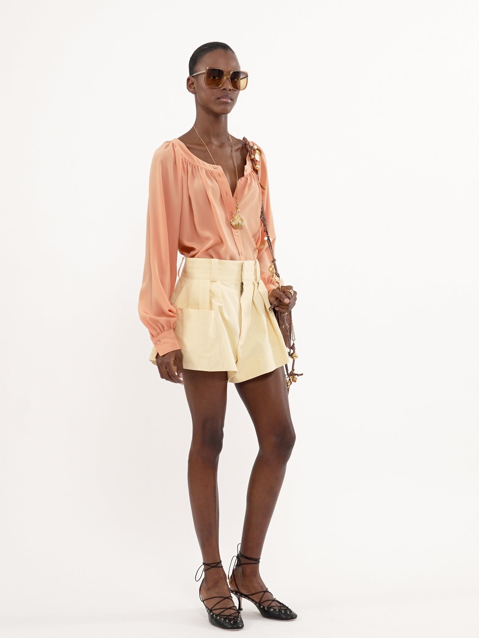 SCOOP-NECK BLOUSE IN CRÊPE DE CHINE - 5