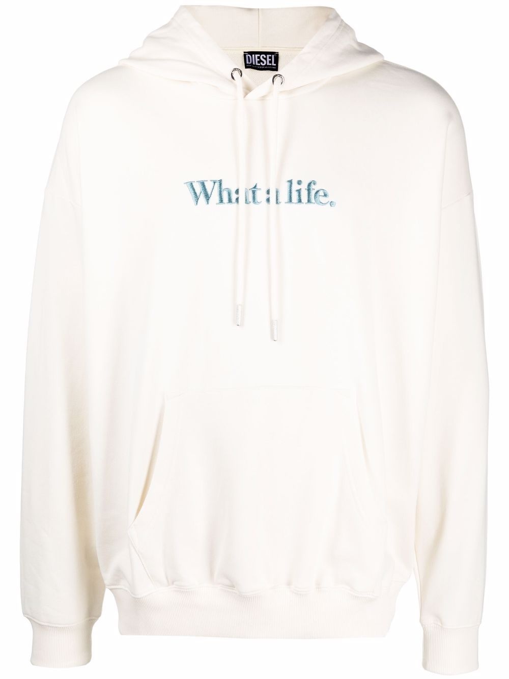 organic cotton-blend slogan-embroidery hoodie - 1