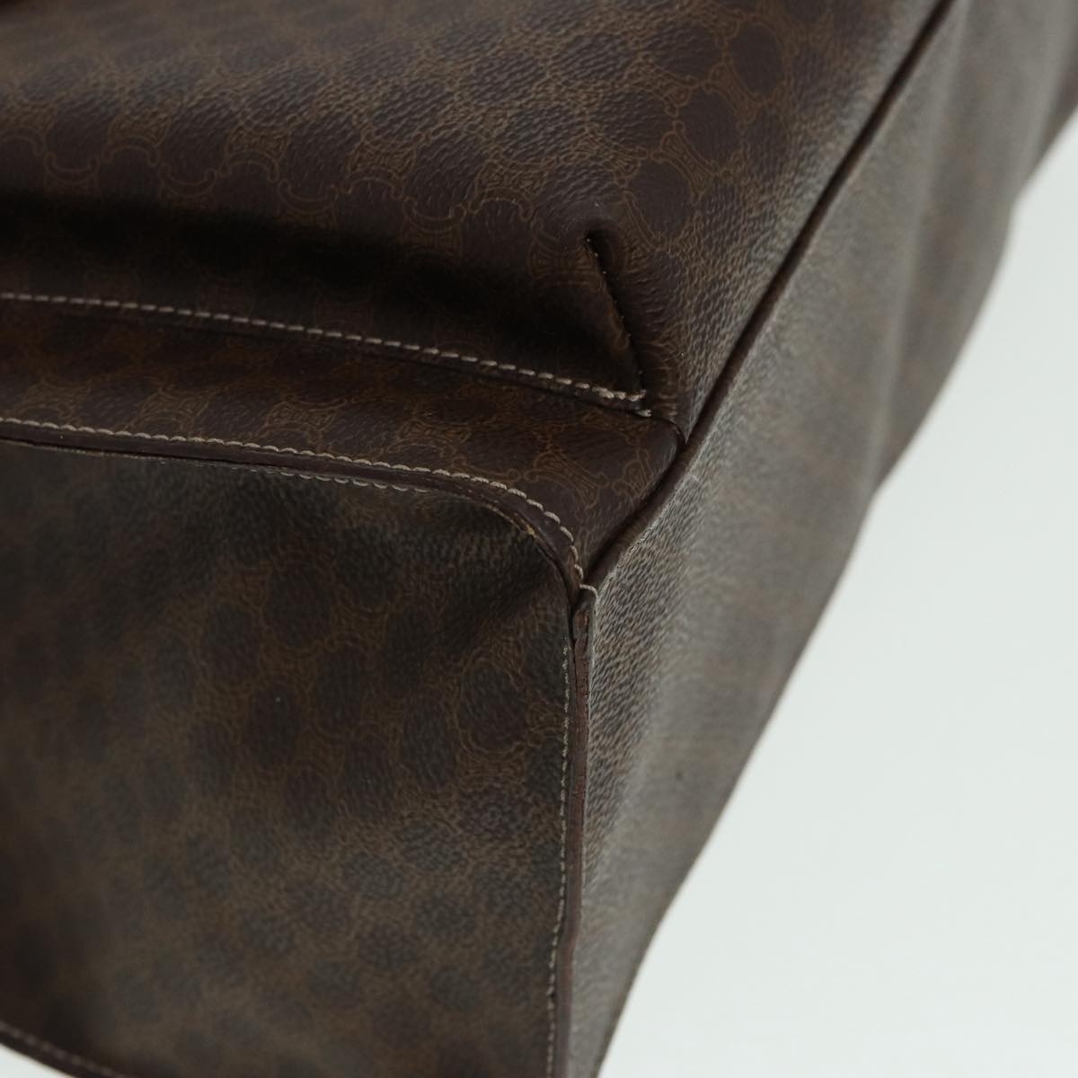 CELINE Macadam Canvas Hand Bag Pvc Leather Brown Gold - 14