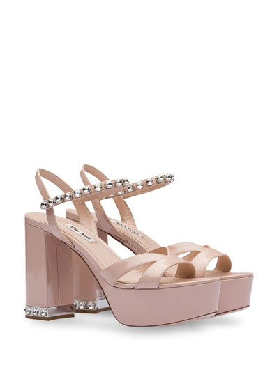 Miu Miu crystal embellished platform sandals outlook