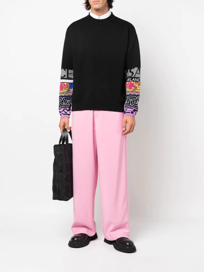 VERSACE printed-sleeve detail jumper outlook