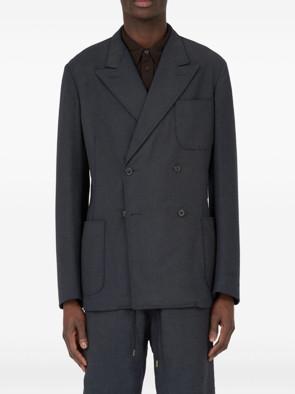 double-breasted patch-pocket jacket - 2