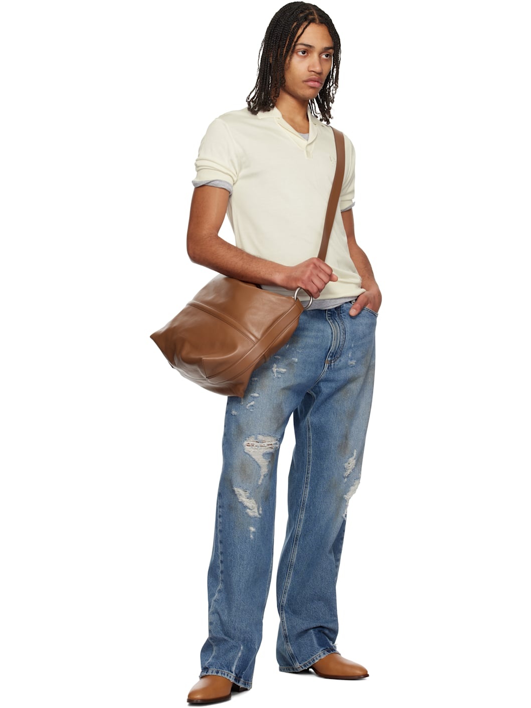 Blue Oversized Cotton Tag Jeans - 4