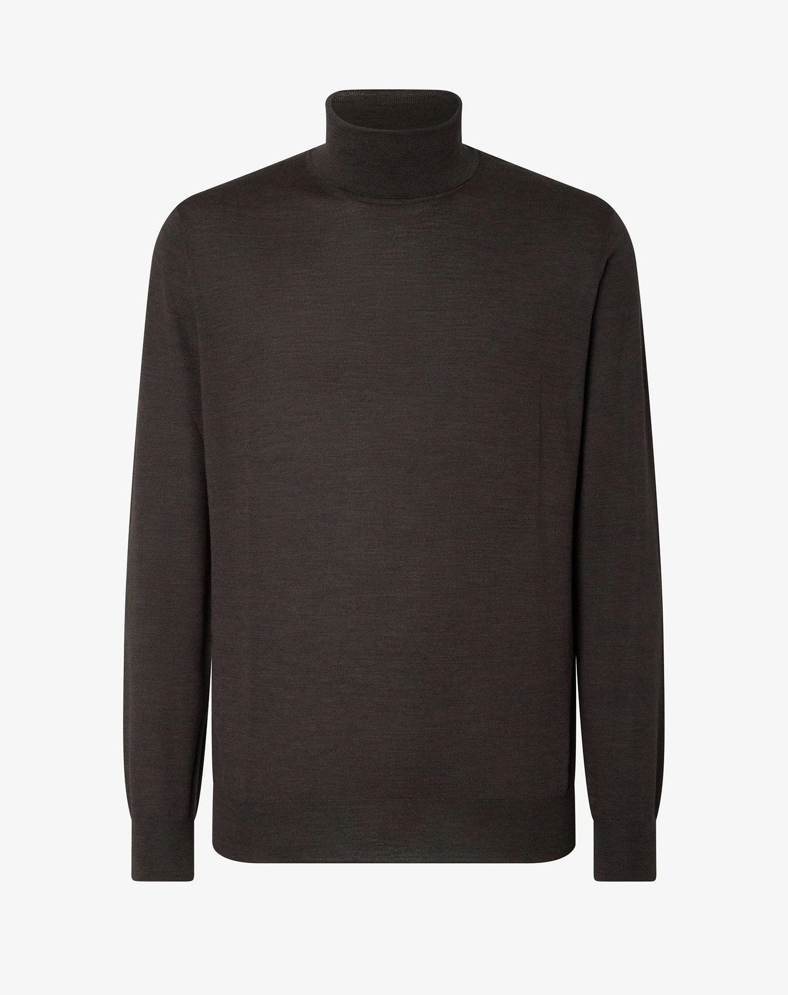 Brown ultra fine 120's wool mock turtleneck - 1