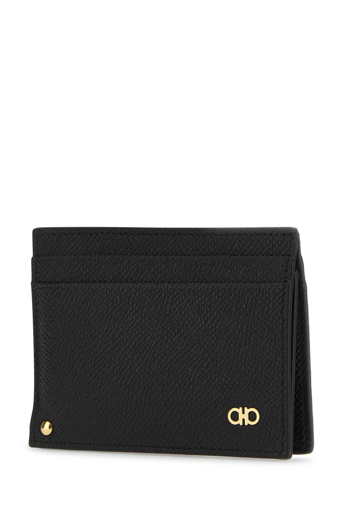 Salvatore Ferragamo Men Black Leather Card Holder - 2