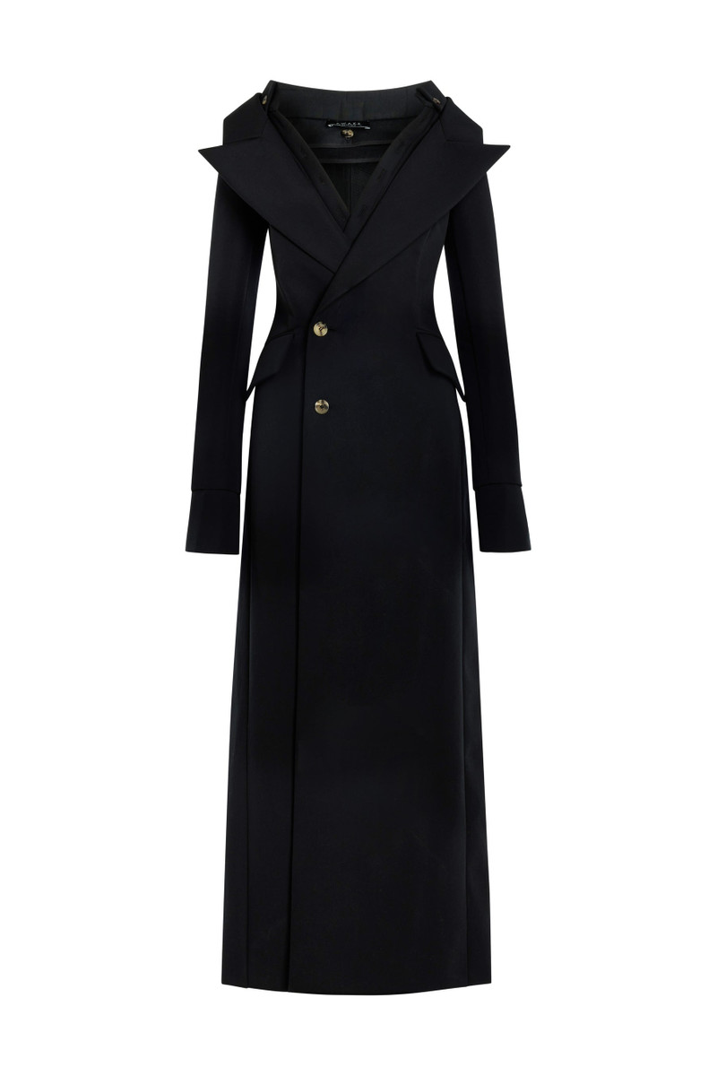 A.W.A.K.E. MODE DOUBLE-BREASTED FITTED OFF-SHOULDER JACKET DRESS BLACK outlook
