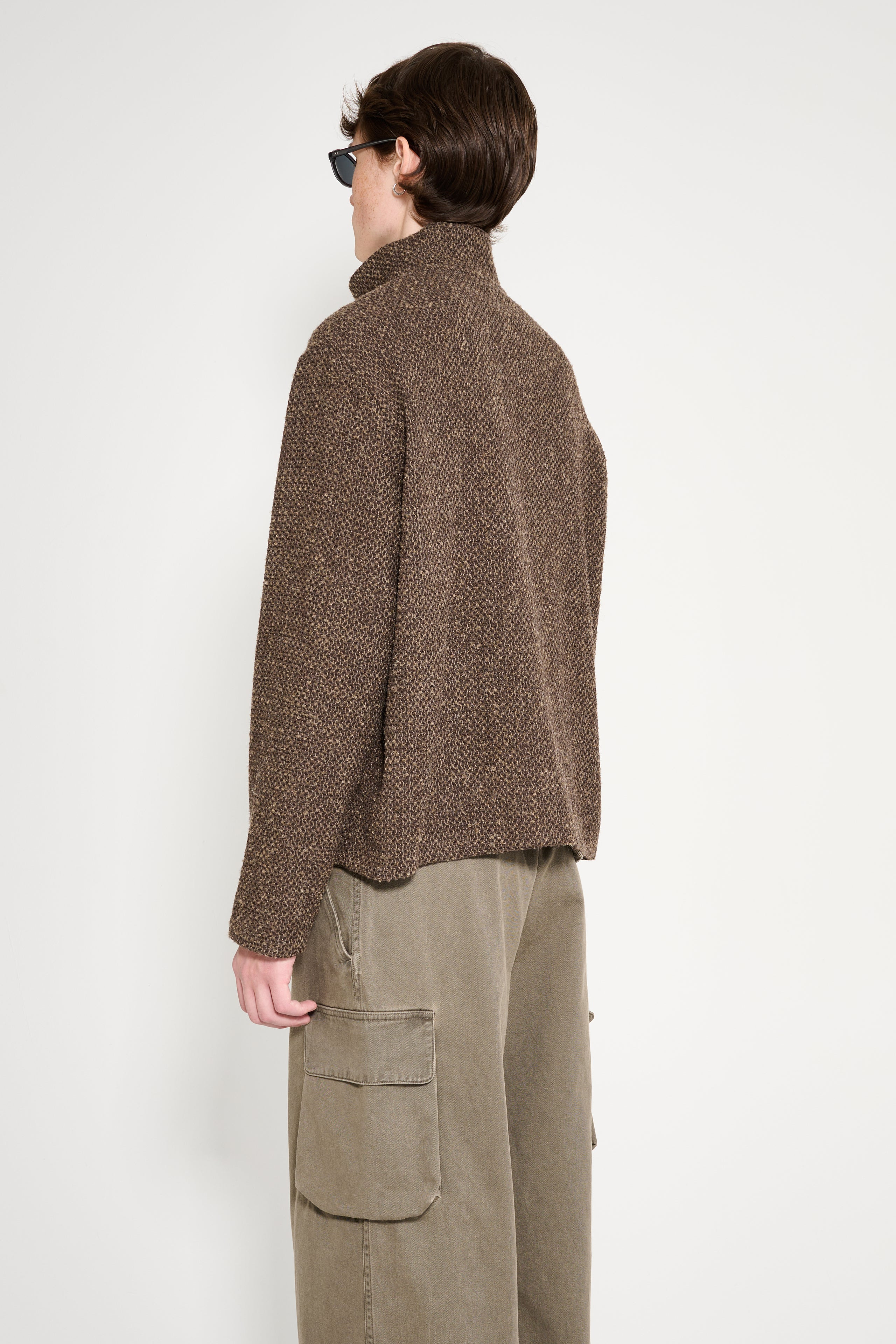 OUR LEGACY SHRUNKEN FULLZIP POLO BROWN SPARSE BUCKLE WEAVE - 3