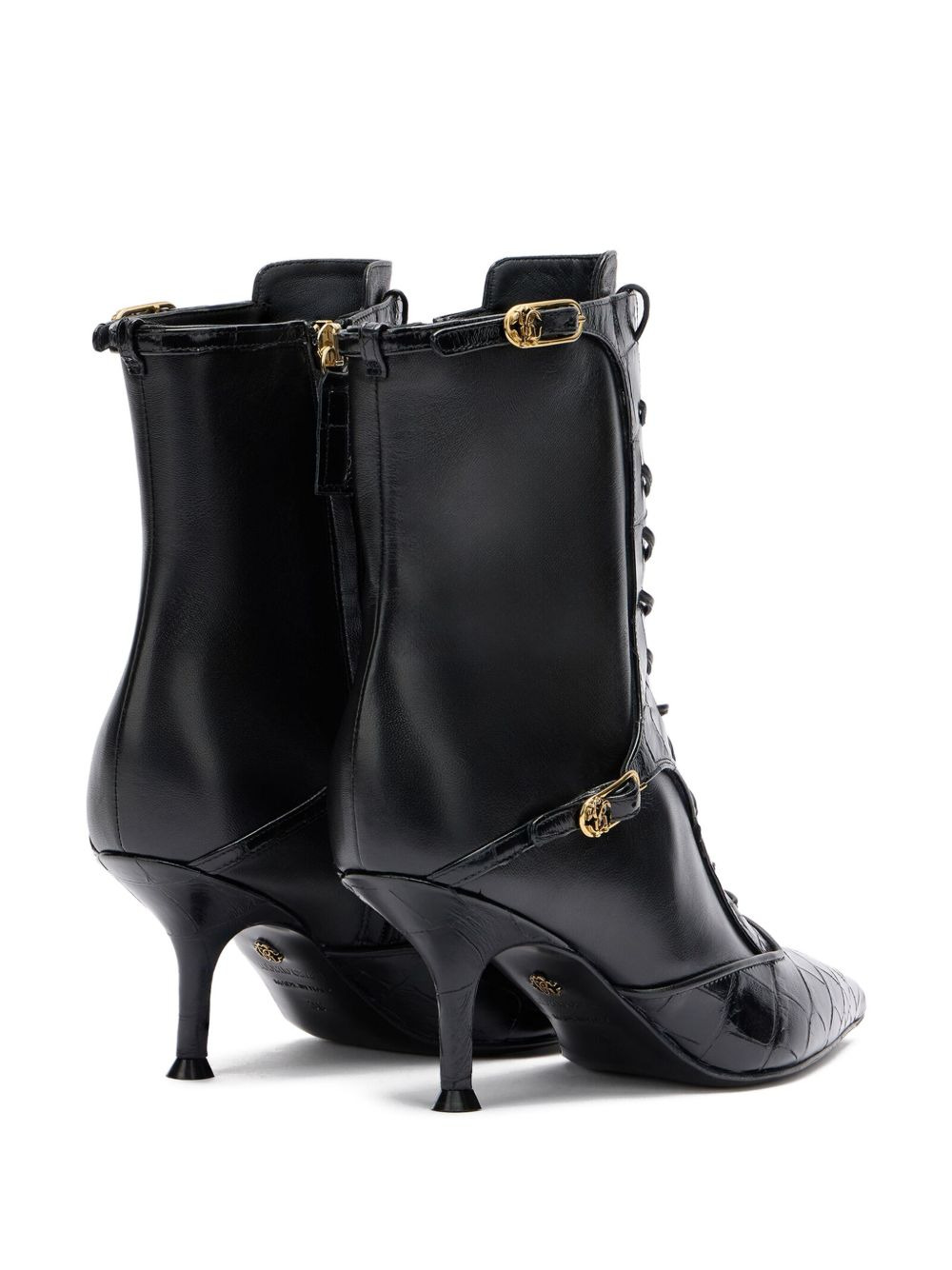 lace-up crocodile-effect ankle boots - 4