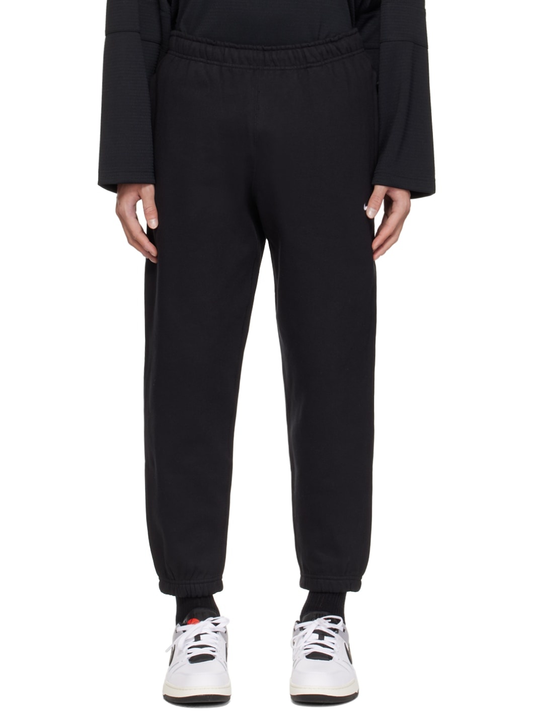 Black Embroidered Sweatpants - 1